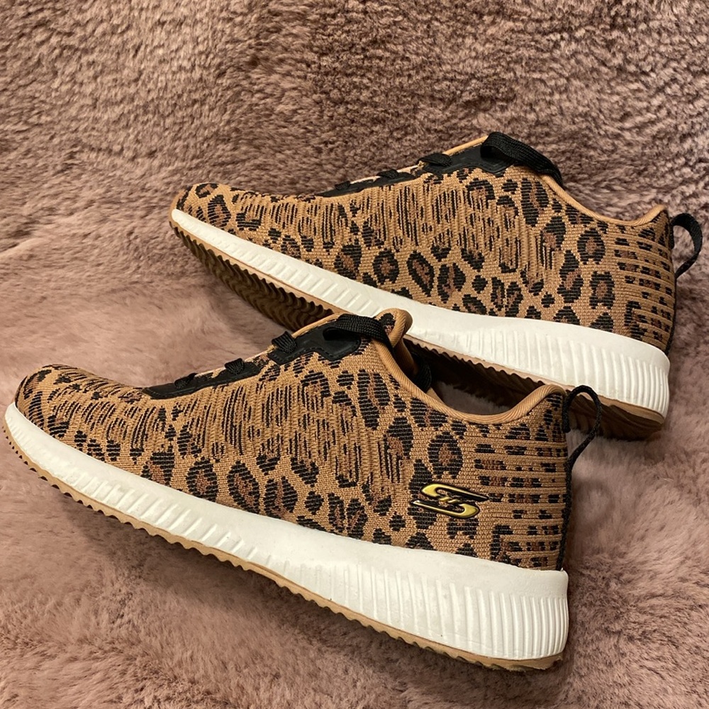 Final Price Skechers Women Bob's Sport Squad Leopard Sneakers in Brown & Black 6 - Picture 10 of 12